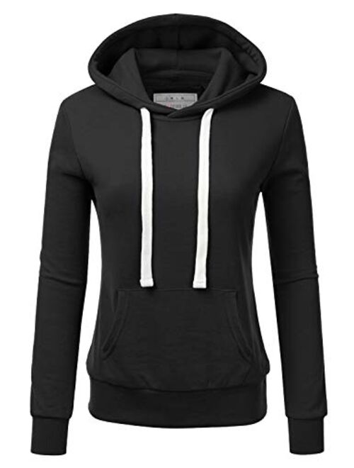 DOUBLJU Basic Lightweight Pullover Hoodie Sweatshirt for Women