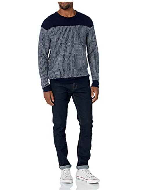 Goodthreads Men's Lightweight Merino Wool/Acrylic Crewneck Herrinbone Sweater