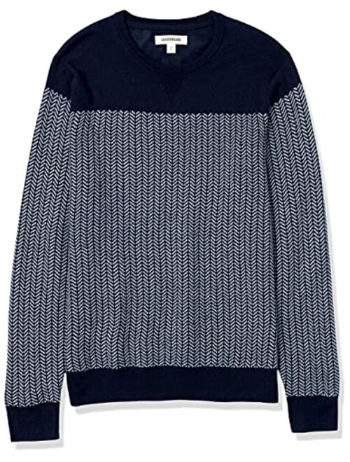 Goodthreads Men's Lightweight Merino Wool/Acrylic Crewneck Herrinbone Sweater