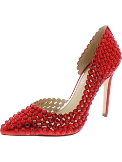 Women's Preppi Crystal Rhinestone Pointed Toe Stiletto Heel Pump