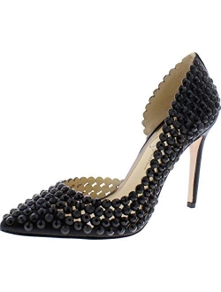 Women's Preppi Crystal Rhinestone Pointed Toe Stiletto Heel Pump