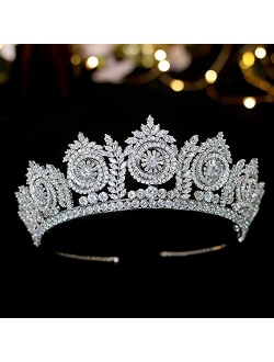 Jorsnovs Elegant Bridal Tiaras and Crowns Real Gold Plating Cubic Zirconia Wedding Hair Accessories CZ Crystal Party Prom Hair Jewelry Headpieces