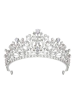 AW BRIDAL Wedding Tiaras and Crowns for Women Crystal Princess Crown Rhinestone Birthday Party Prom Queen Crowns Wedding Headband for Brides (Silver)