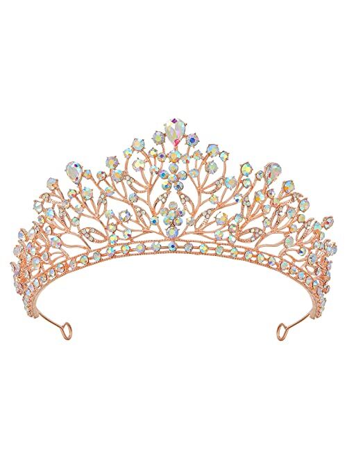 AW BRIDAL Wedding Tiaras and Crowns for Women Crystal Princess Crown Rhinestone Birthday Party Prom Queen Crowns Wedding Headband for Brides (Silver)