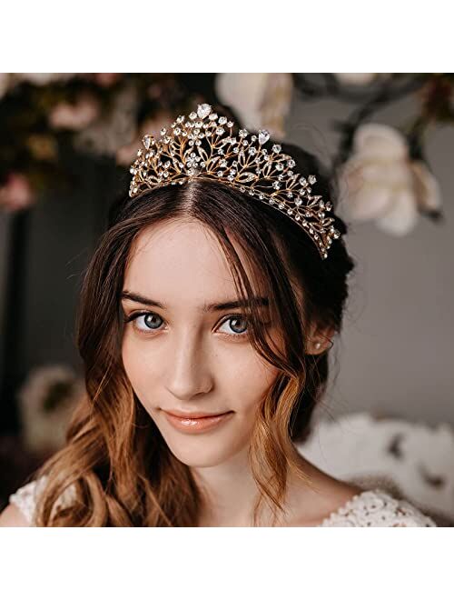 AW BRIDAL Wedding Tiaras and Crowns for Women Crystal Princess Crown Rhinestone Birthday Party Prom Queen Crowns Wedding Headband for Brides (Silver)