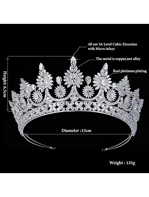 Jorsnovs Cubic Zirconia Silver and Gold Wedding Bridal Tiaras and Crowns CZ Pageant Headpieces Birthday Party Prom Hair Accessories