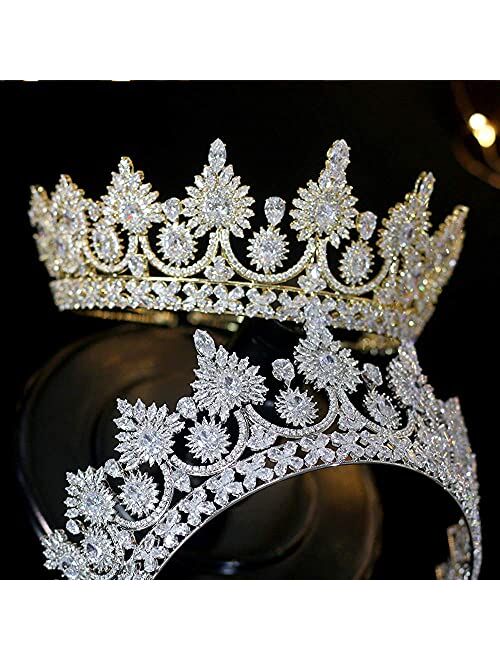 Jorsnovs Cubic Zirconia Silver and Gold Wedding Bridal Tiaras and Crowns CZ Pageant Headpieces Birthday Party Prom Hair Accessories