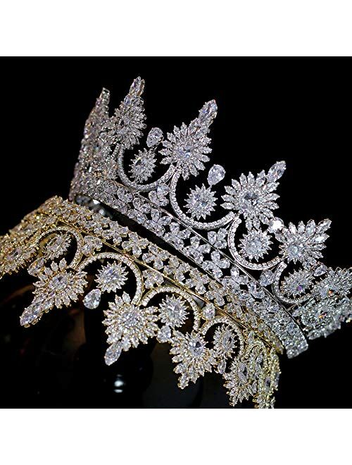 Jorsnovs Cubic Zirconia Silver and Gold Wedding Bridal Tiaras and Crowns CZ Pageant Headpieces Birthday Party Prom Hair Accessories