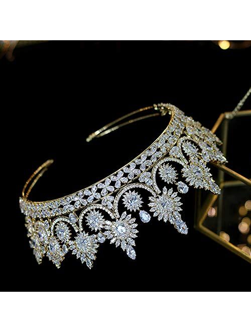 Jorsnovs Cubic Zirconia Silver and Gold Wedding Bridal Tiaras and Crowns CZ Pageant Headpieces Birthday Party Prom Hair Accessories