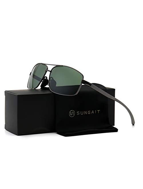 SUNGAIT Ultra Lightweight Rectangular Polarized Sunglasses UV400 Protection