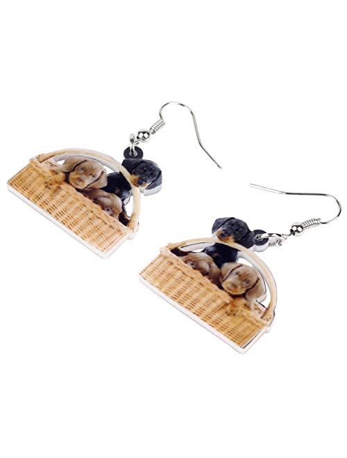 NEWEI Acrylic Cute Basket Dog earrings Drop Dangle Fashion Animal Jewelry For Women Girls Gift Charms