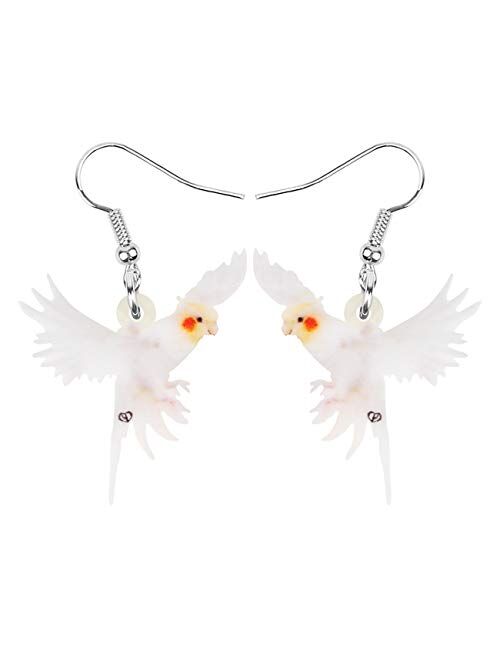 NEWEI Acrylic Flying Parrt Bird Dangle Earrings Big Long Drop For Women Sweet Animal Ornaments Jewelry Charm Gifts