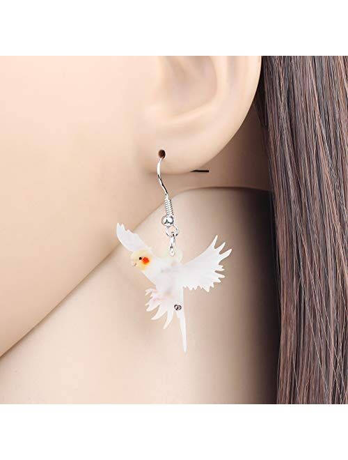 NEWEI Acrylic Flying Parrt Bird Dangle Earrings Big Long Drop For Women Sweet Animal Ornaments Jewelry Charm Gifts