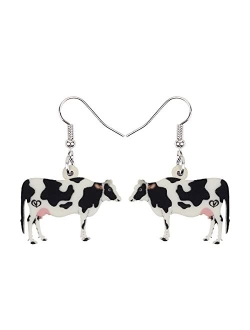 NEWEI Acrylic Anime Dairy Cattle Cow Earrings Drop Dangle Farm Animal Jewelry For Women Girl Gift Charm