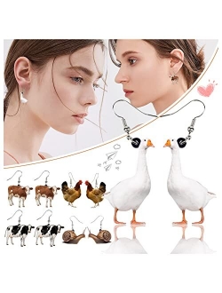 sfdeggtb 1 Pair Funny Acrylic Charm Cute Animal Earrings Dangle Jewelry for Women Girls, Funny Party Gifts Creative Daily Makeup Accessories