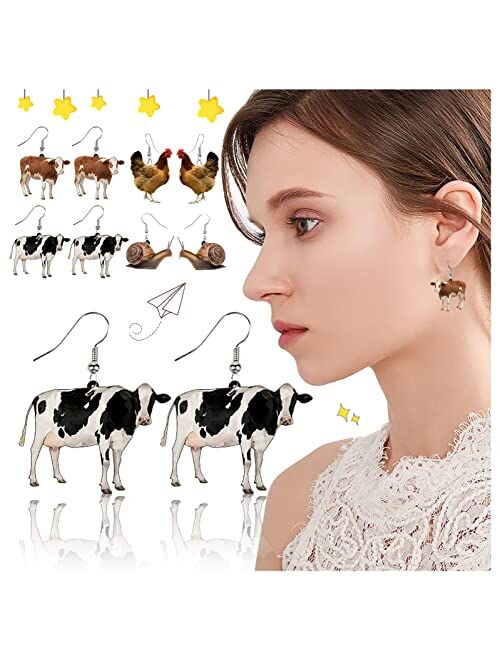 sfdeggtb 1 Pair Funny Acrylic Charm Cute Animal Earrings Dangle Jewelry for Women Girls, Funny Party Gifts Creative Daily Makeup Accessories