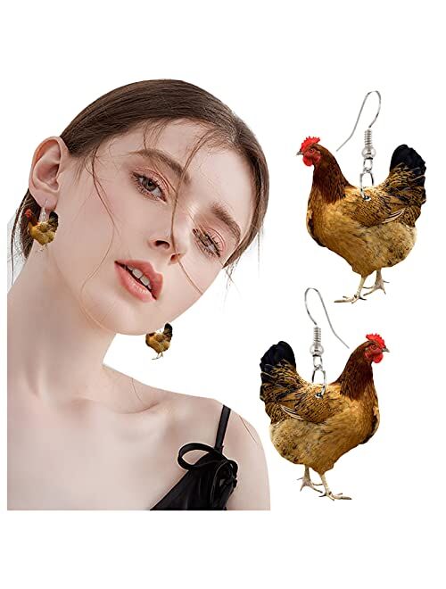 sfdeggtb 1 Pair Funny Acrylic Charm Cute Animal Earrings Dangle Jewelry for Women Girls, Funny Party Gifts Creative Daily Makeup Accessories