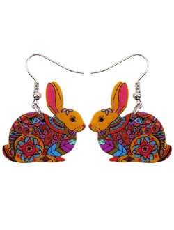 NEWEI Acrylic Floral Easter Bunny Hare Rabbit Earrings Drop Dangle Anime Animal Jewelry For Women Gifts Charm