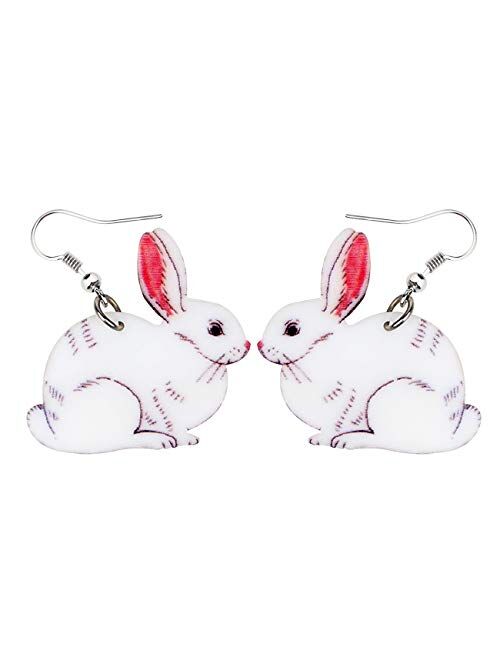 NEWEI Acrylic Floral Easter Bunny Hare Rabbit Earrings Drop Dangle Anime Animal Jewelry For Women Gifts Charm