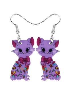 NEWEI Acrylic Anime Floral Cat Kitten Earrings Big Drop Dangle Animal Jewelry for Women Girls Party Gifts charm Decoration