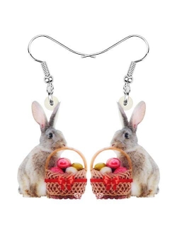 Acrylic Drop Dangle Easter Bunny Hare Rabbit Earrings Jewelry For Women Girls Kids Gift Charms