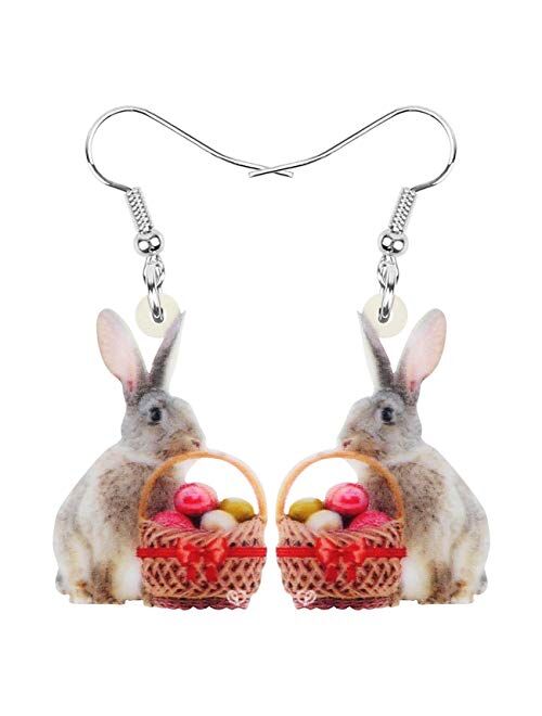 Bonsny Acrylic Drop Dangle Easter Bunny Hare Rabbit Earrings Jewelry For Women Girls Kids Gift Charms