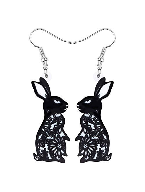 Bonsny Acrylic Drop Dangle Easter Bunny Hare Rabbit Earrings Jewelry For Women Girls Kids Gift Charms