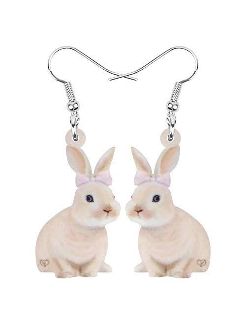 Bonsny Acrylic Drop Dangle Easter Bunny Hare Rabbit Earrings Jewelry For Women Girls Kids Gift Charms