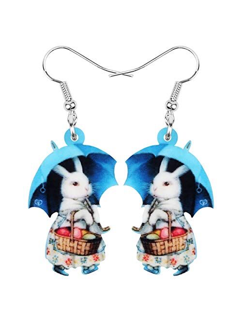 Bonsny Acrylic Drop Dangle Easter Bunny Hare Rabbit Earrings Jewelry For Women Girls Kids Gift Charms