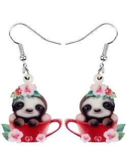 NEWEI Acrylic American Sloth Earrings Dangle Drop For Women Cute Animal Jewelry Charm Gift