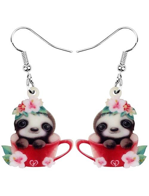 NEWEI Acrylic American Sloth Earrings Dangle Drop For Women Cute Animal Jewelry Charm Gift