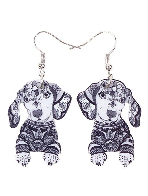 Acrylic Drop Dachshund Dog Earrings Funny Design Lovely Gift For Girl Women By The Bonsny