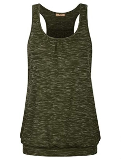 Miusey Womens Sleeveless Round Neck Loose Fit Racerback Yoga Tank Top