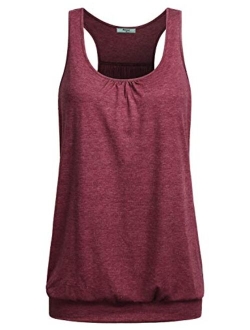 Miusey Womens Sleeveless Round Neck Loose Fit Racerback Yoga Tank Top