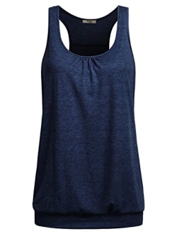 Miusey Womens Sleeveless Round Neck Loose Fit Racerback Yoga Tank Top