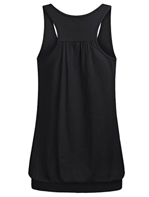 Miusey Womens Sleeveless Round Neck Loose Fit Racerback Yoga Tank Top