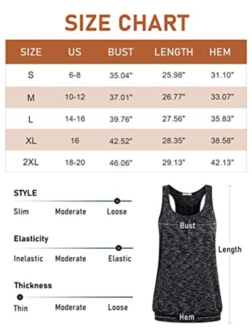 Miusey Womens Sleeveless Round Neck Loose Fit Racerback Yoga Tank Top