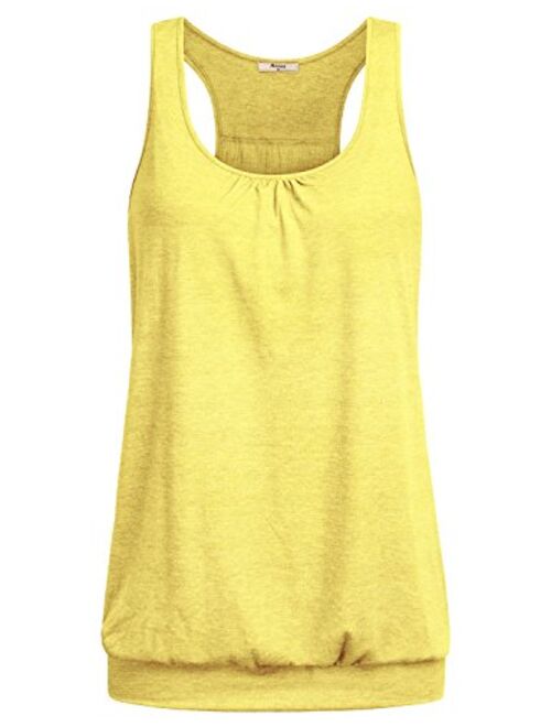 Miusey Womens Sleeveless Round Neck Loose Fit Racerback Yoga Tank Top