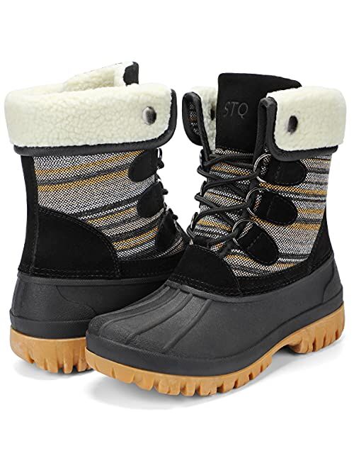 STQ Womens Winter Duck Boots Waterproof Cold Weather Snow Boots