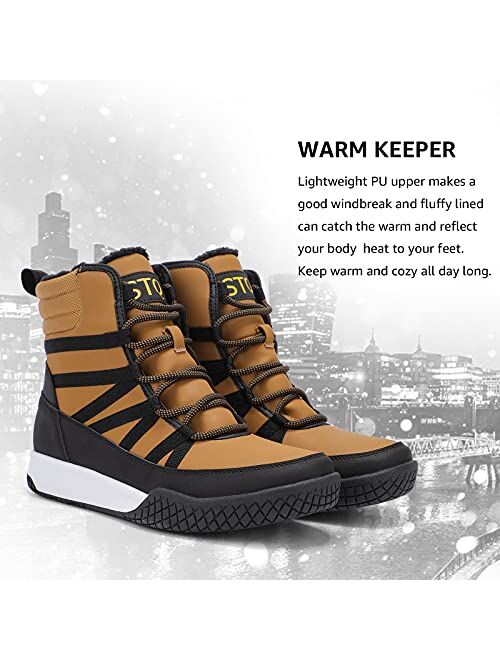 STQ Women's Winter Hiking Boots Zip Up Lightweight Cozy Ankle Bootie with Laces