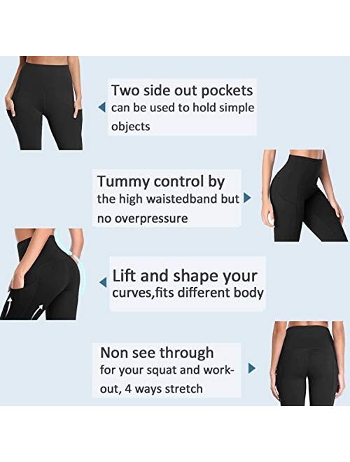 GAYHAY High Waist Yoga Pants with Pockets for Women - Tummy Control Workout Running 4 Way Stretch Capri Yoga Leggings