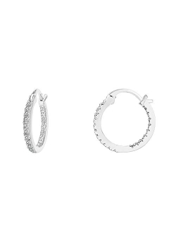 14K Gold Plated 925 Sterling Silver Post Cubic Zirconia Hoop Earrings 30/15mm