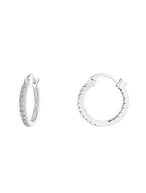 PAVOI 14K Gold Plated 925 Sterling Silver Post Cubic Zirconia Hoop Earrings 30/15mm