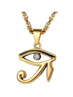 PROSTEEL Stainless Steel Ankh Necklace, Eye of Horus Necklace, Ancient Egyptian Symbol of Protection, Come Gift Box