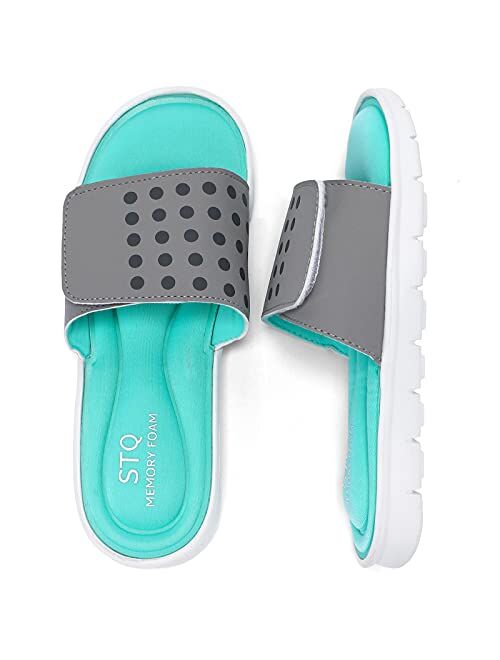 STQ Women Active Recovery Slide Sandals Post Exercise Memory Foam Comfort Slides
