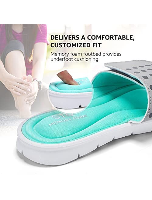 STQ Women Active Recovery Slide Sandals Post Exercise Memory Foam Comfort Slides