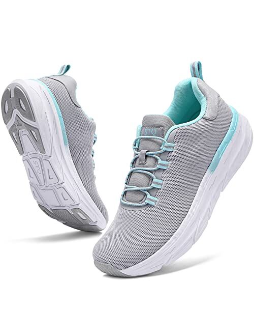 STQ Walking Shoes Women Slip on Breathable Tennis Fashion Sneakers for Workout Comfortable Arch Support