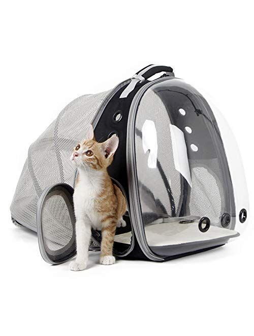 Halinfer Cat Bubble Backpack Carrier, Space Capsule Transparent Pet Carrier Backpack for Small Dog, Pet Carrying Hiking Traveling Backpack