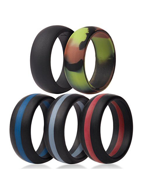 Saco Band Silicone Wedding Rings - Middle Line & Plain