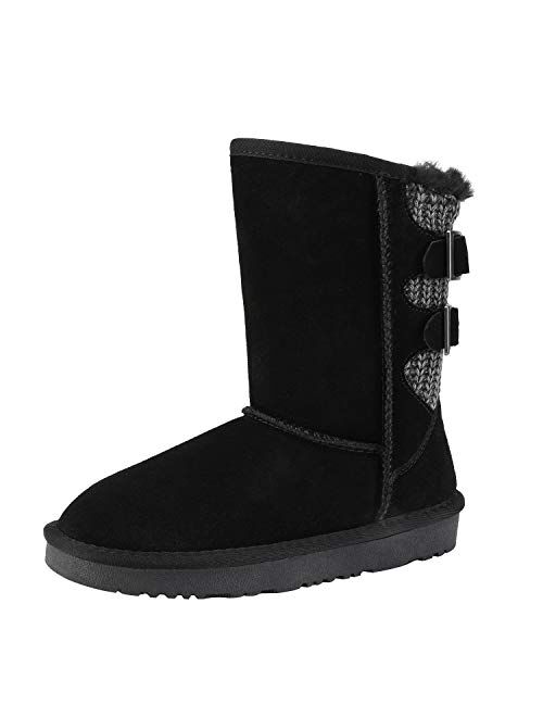 DREAM PAIRS Kids Faux Fur Lined Mid Calf Winter Snow Boots